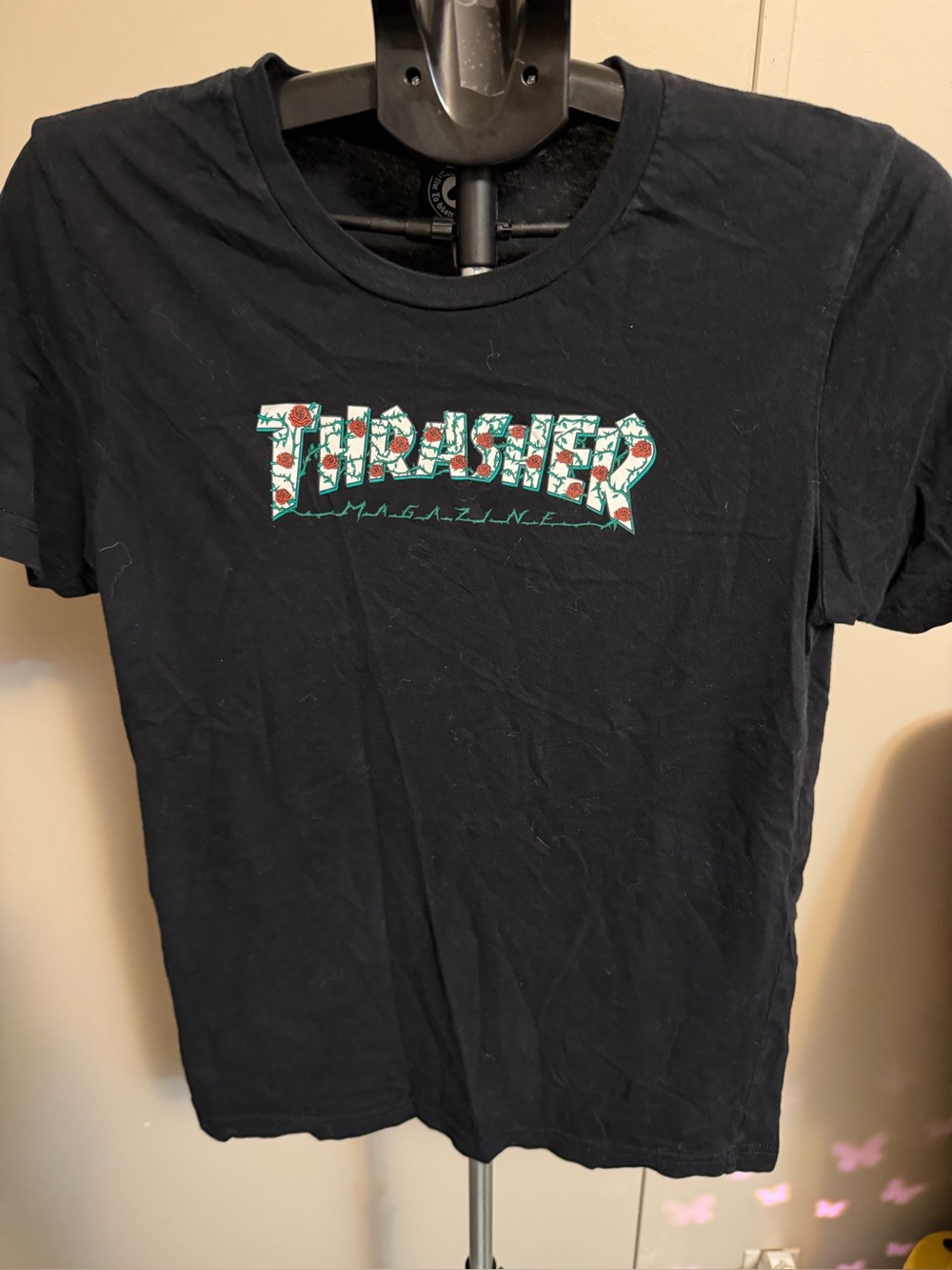 Thrasher Magazine Black Rose Logo Graphic T-Shirt Size M